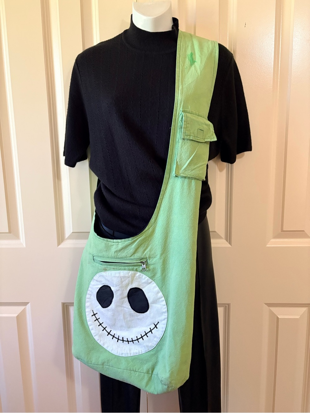 Lime Green Skull Crossbody Costume Bag, size large